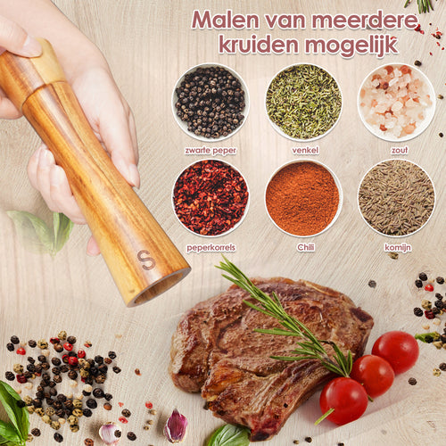 Houten Peper- & Zoutmolen set
