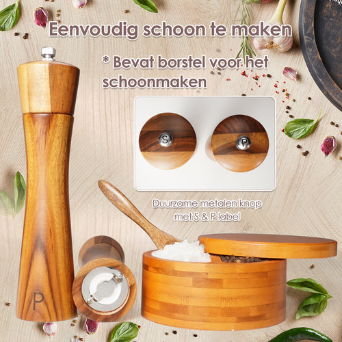 Houten Peper- & Zoutmolen set