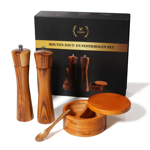 Houten peper- en zoutmolen set