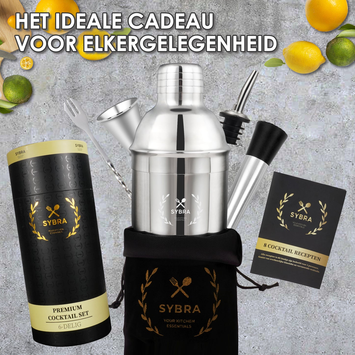 Cocktailshaker set zilver