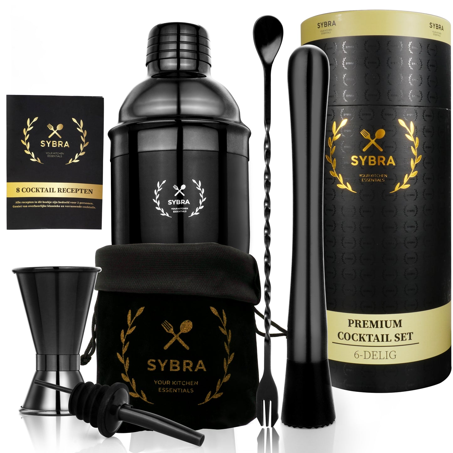 Cocktailshaker set zwart
