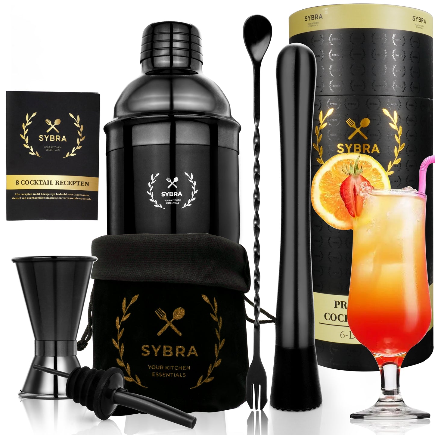 Cocktailshaker set zwart