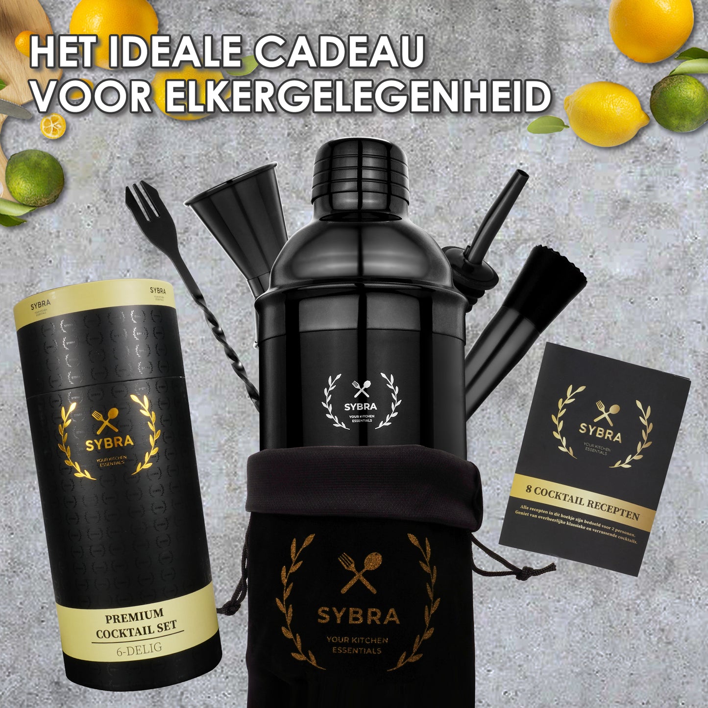 Cocktailshaker set zwart