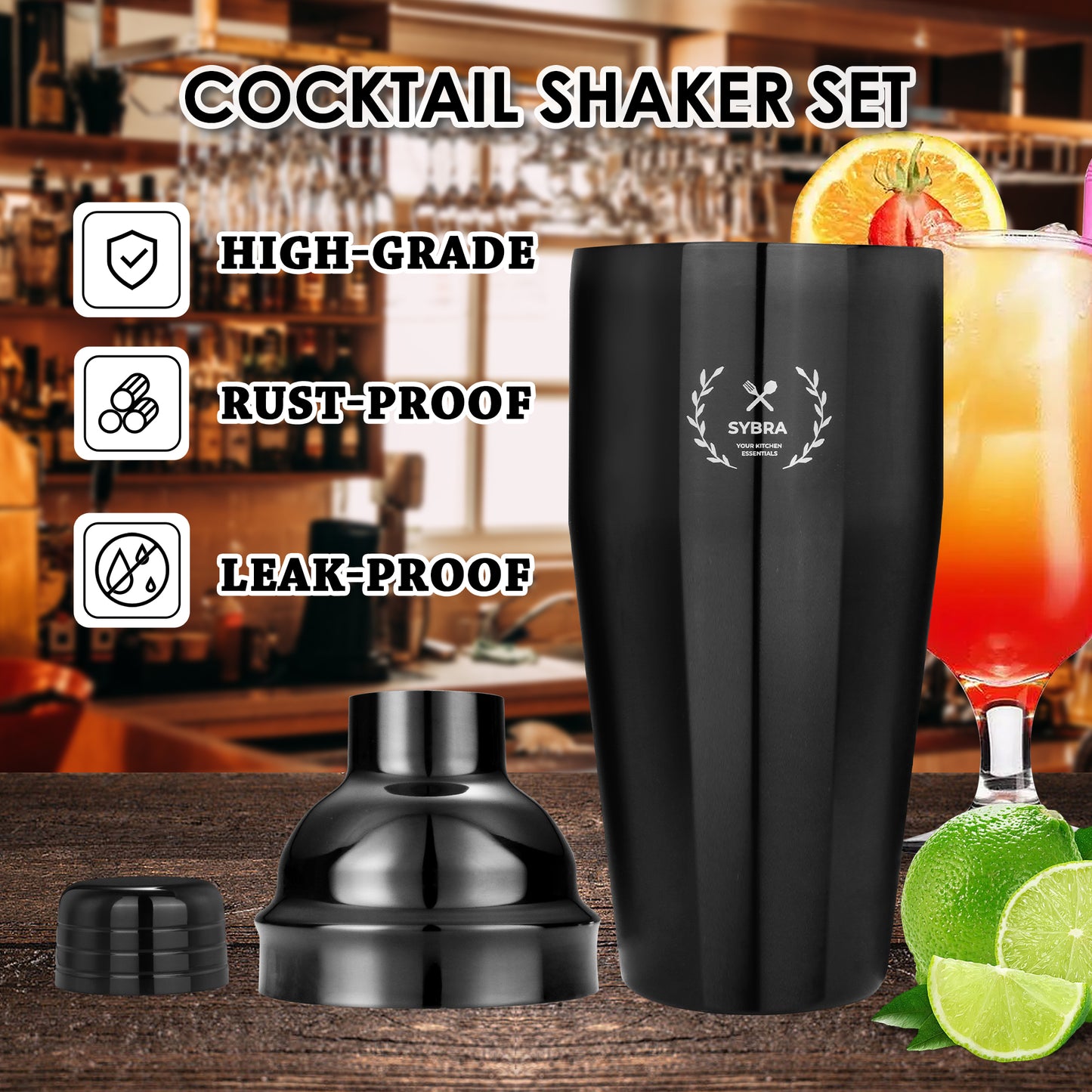 Cocktailshaker set zwart