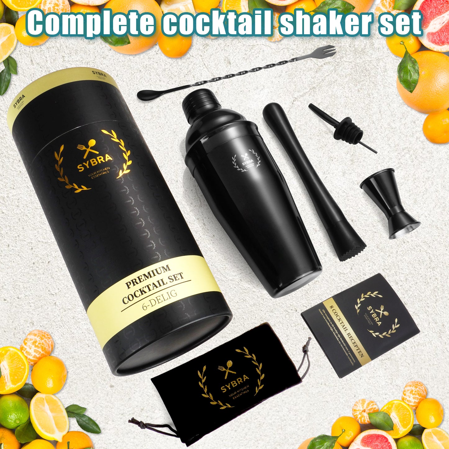 Cocktailshaker set zwart