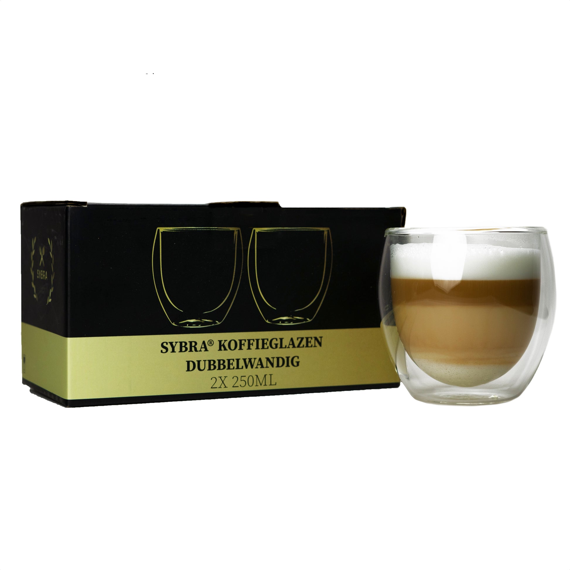 Dubbelwandige koffieglazen 250 ml