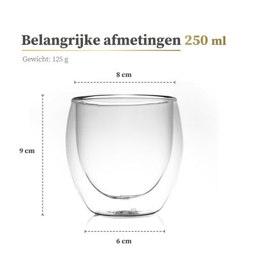 Dubbelwandige koffieglazen 250ml
