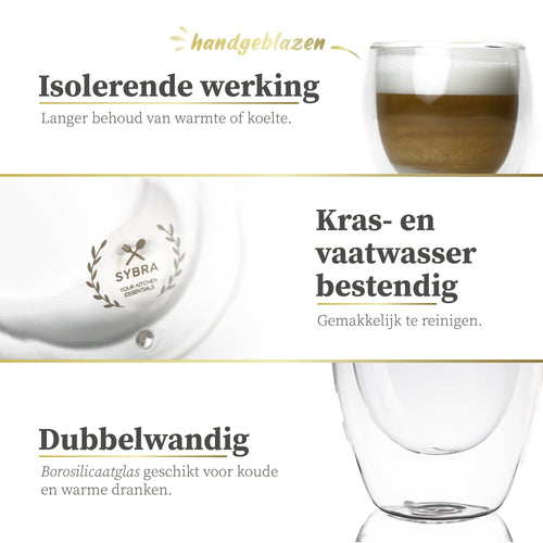 Dubbelwandige koffieglazen 350ml