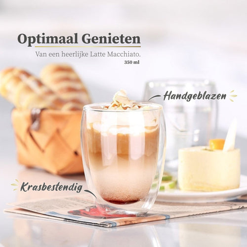 Dubbelwandige koffieglazen 350ml